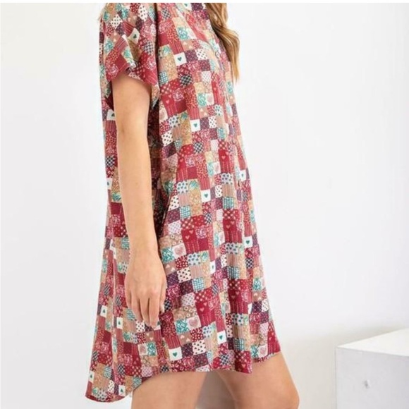 NWT Easel Patchwork Heart mini dress - Picture 3 of 8